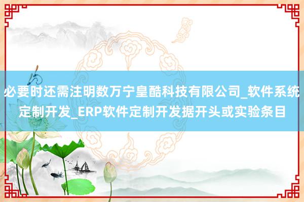 必要时还需注明数万宁皇酷科技有限公司_软件系统定制开发_ERP软件定制开发据开头或实验条目